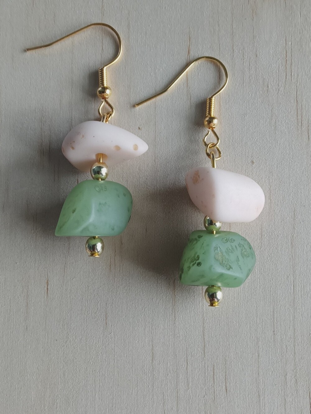 Gold-Tone Pink and Green Drop Earrings for Women